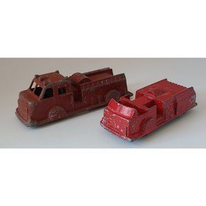 Vintage Midgetoy Red Fire Truck Set of 2